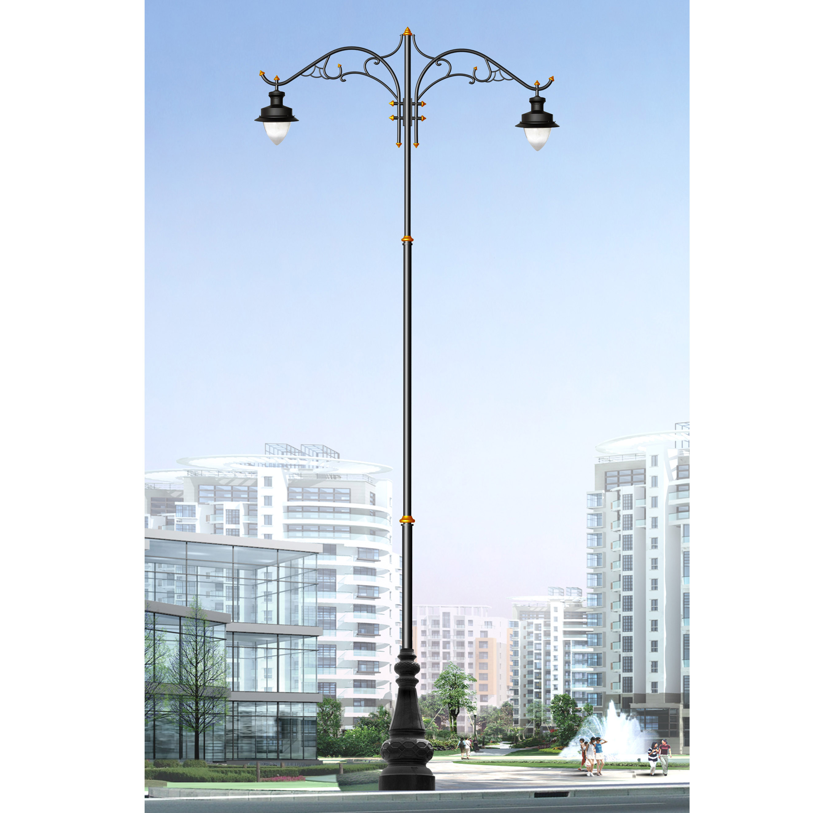 Cast iron Lamp post With 2 Lantern