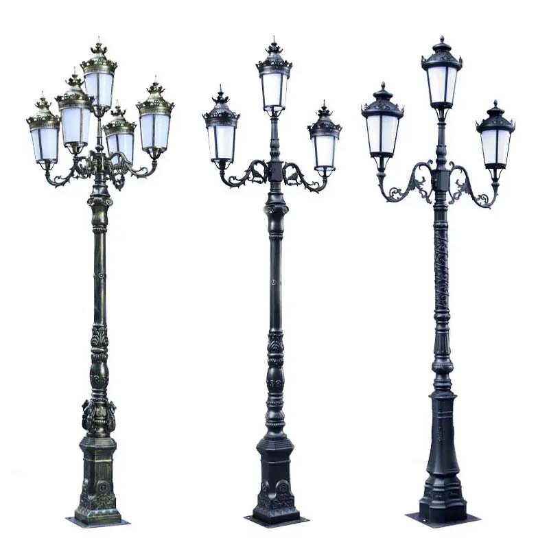  Design 3m 4m 5m European Aluminium Garden light pole outdoor antique pole light